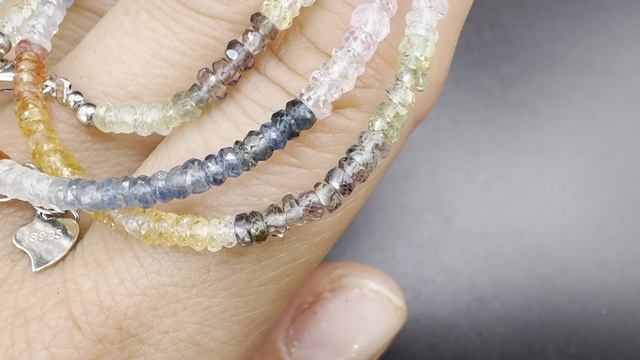Колье из цветных сапфиров Длина 42 см Бусины 3-4 мм, форма рондель  Ювелирная огранка САП044