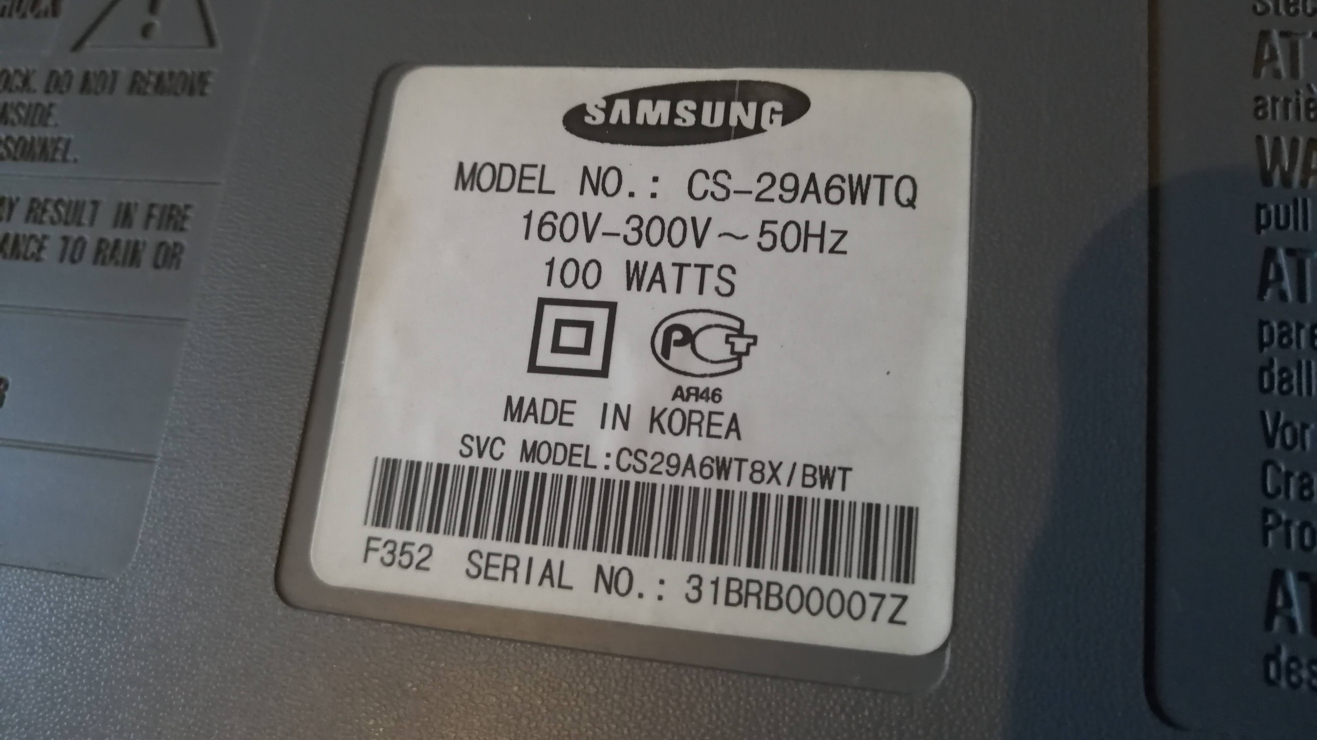 Телевизор SAMSUNG CS-29A6WT, нет нормального изображения.