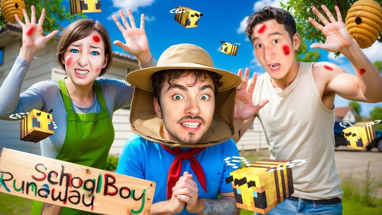 НАТРАВЛИВАЮ ЗЛЫХ ПЧЁЛ НА ВОЖАТЫЙ ЛАГЕРЯ В SCHOOLBOY RUNAWAY В МАЙНКРАФТ! (1)