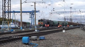 Тепловоз 2ТЭ10М-0356. Отправление с белыми "медведями". Звук 10Д100.