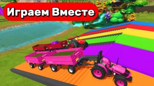 Мультики для детей ! Крутые гоночные трассы для разноцветных тракторов ! Гонки машинок !