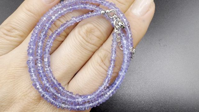 Колье из танзанита  Длина 42-43 см Бусины от 2 мм до 4 мм, форма рондель, ювелирная огранка ТАН031