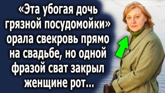 -Эта убогая дочь грязной посудомойки, - орала свекровь прямо на свадьбе но одной фразой сват закрыл