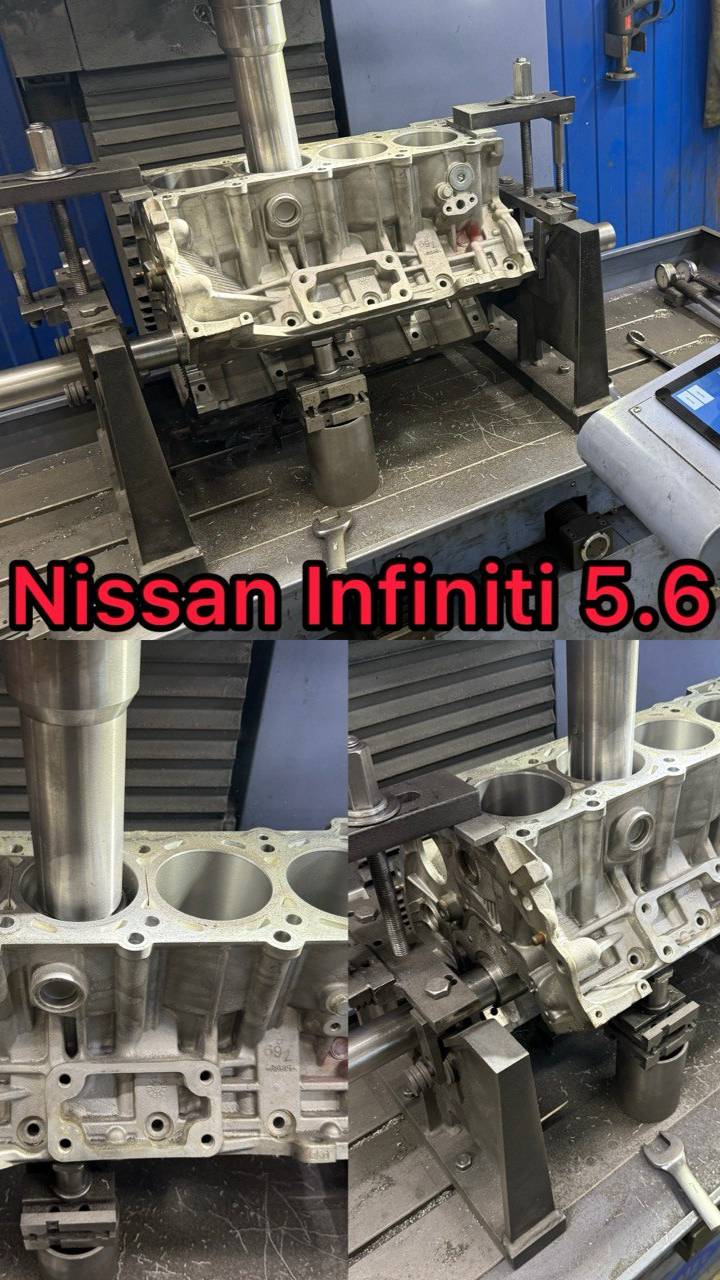 Гильзовка цилиндров Расточка блока Nissan Patrol Infiniti QX80 QX56 Q70 5.6 VK56-VD VK56VD