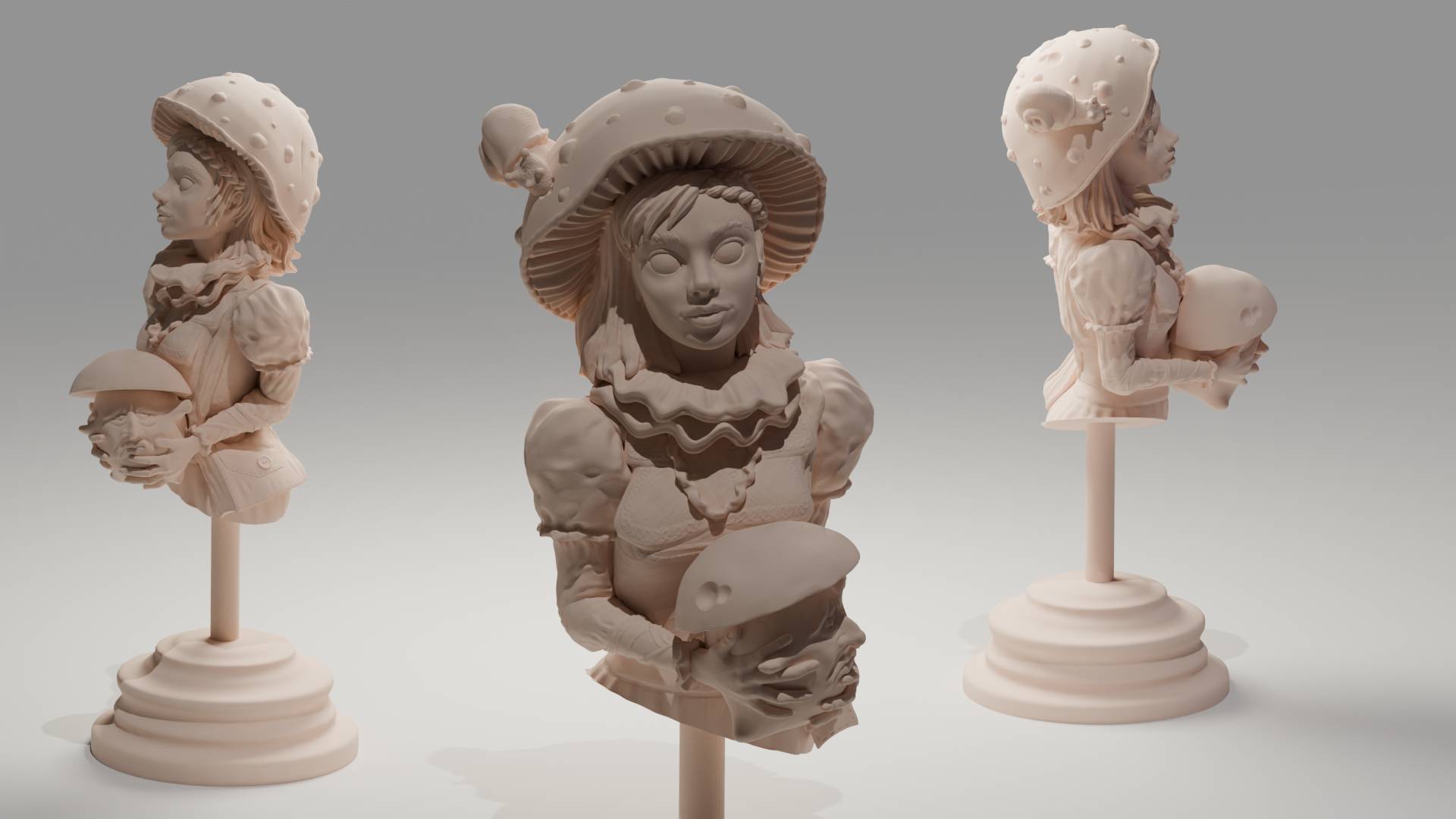 3D моделирование бюст-мухомор