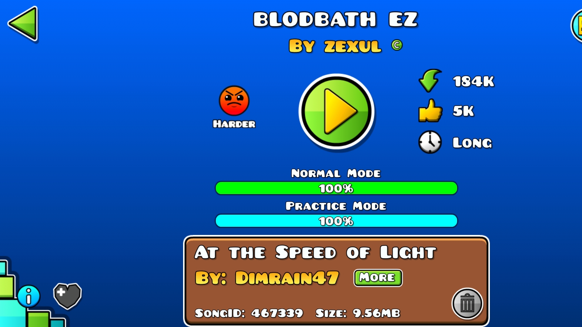 Прошёл облегчённый блодбав. Играю в geometry dash.