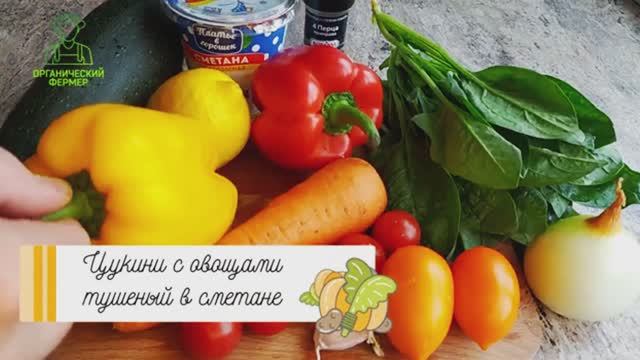 Кабачок тущёный в сметане