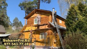 Пескоструйная обработка деревянного дома. Краска Тиккурила