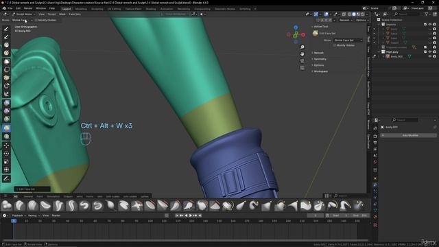 1.Знакомство с  Face Sets Blender 4.4