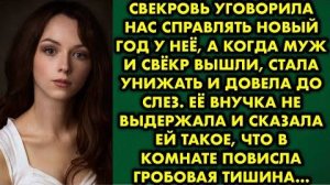 Свекровь уговорила нас справлять новый год у неё, а когда муж и свёкр вышли, стала унижать и довела