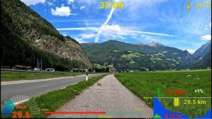 Видео для велотренажёра - Indoor Cycling Workout Italy Alps Telemetry Display 4K Video