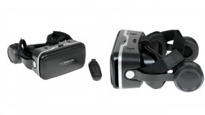 Очки виртуальной реальности для смартфона с наушниками и джойстиком