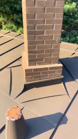 Обход печной трубы металлом в технике двойного стоячего фальца / double standing seam