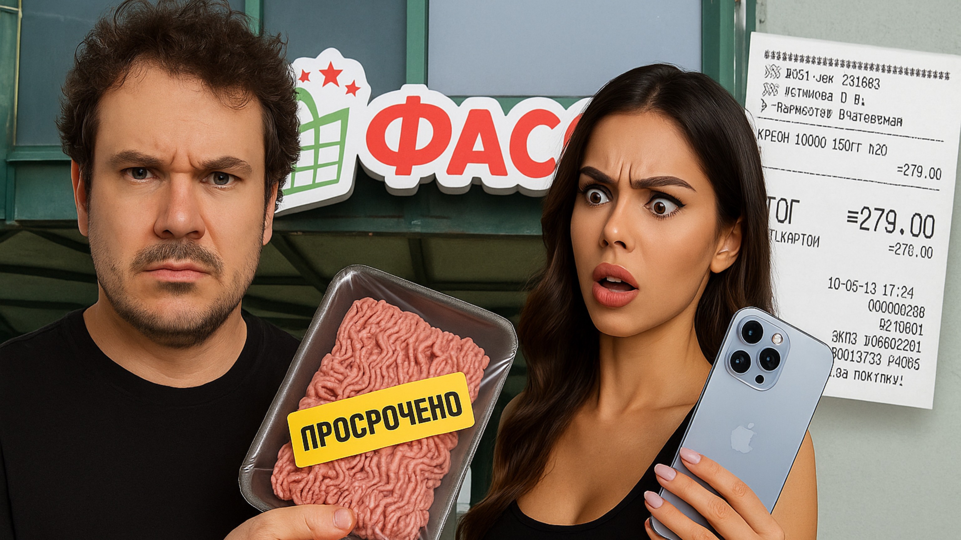 Тухлый фарш. Вызовите мне скорую! Очистили весь магазин.