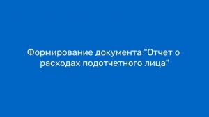 Формирование документа «Отчет о расходах подотчетного лица»
