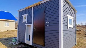 Каркасная баня 4х2,4м в цвете "Графит". Красивая баня по доступной цене!