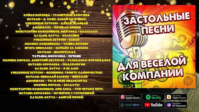 Застольные песни для весёлой компании Музыкальный сборник русских хитов Музыка Для Веселья и Отдыха