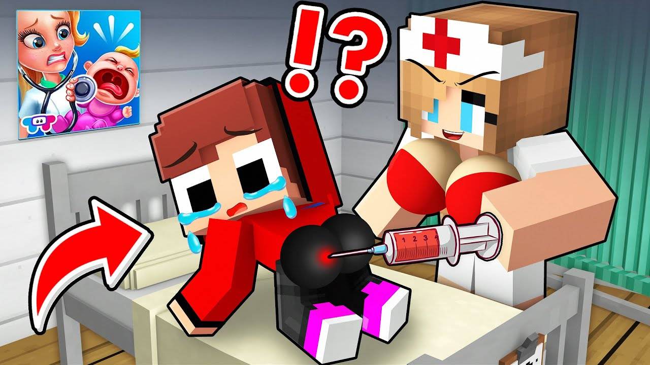 Малыш Джей Джей попал в странную больницу в Майнкрафт | Мультфильм Minecraft