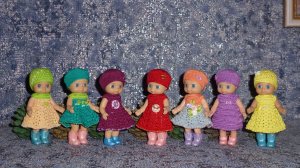Авторские вязаные наряды (платья) на кукол Chou chou 12 см (Zapf Creation). Шу-шу 12 см.