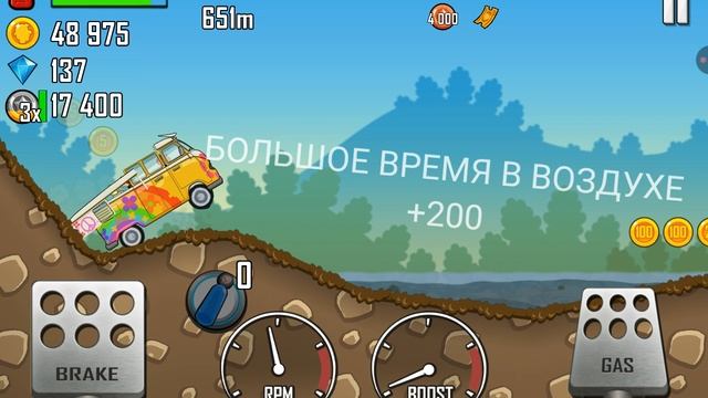 Играю в Hill Climb Racing (часть 6). Еду на автобусе по новой местности.