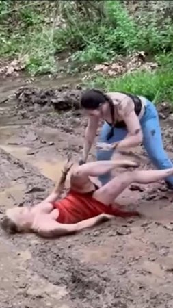 Girl mud fight #mud #girls #jenna #woods #fun #fight #prom #like