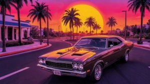 Ретровейв, ретро синтвейв, саксофон 4К / Dramatic Retro synthwave, retrowave with saxophone 4K