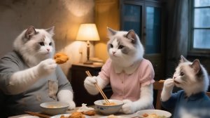 😿 Папа Кот работает, чтобы купить жареную курицу для своей жены и сына ❤️ Истории 😿 кошек