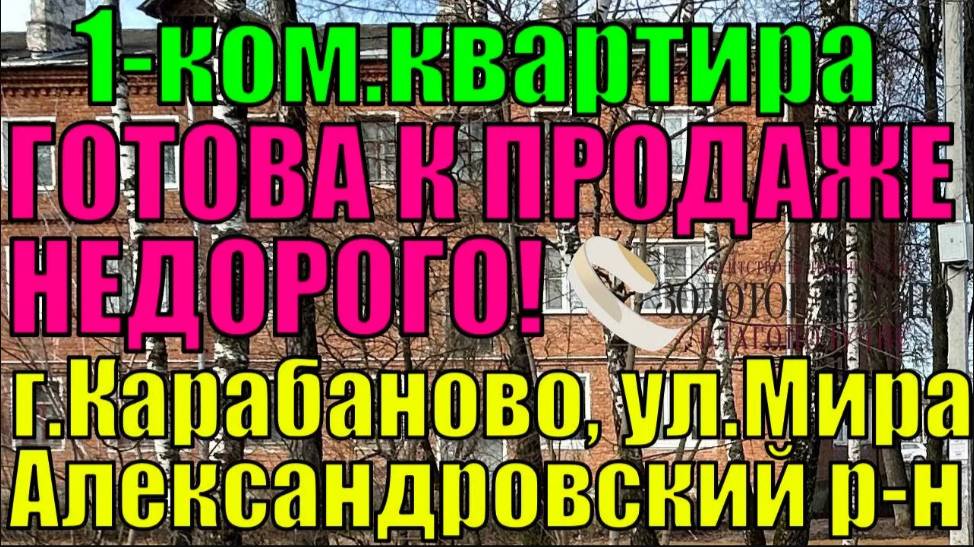 Продается 1-ком. квартира на улице Мира в городе Карабаново, Александровский р-он, Владимирской обл.