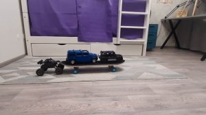 мой чёрный монстр трак тащит на скейте хамер и гелик