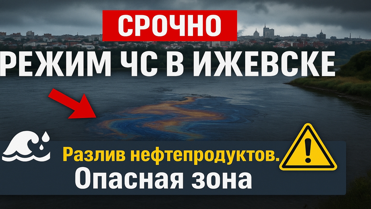 ⚡ Срочно! В Ижевске разлив нефтепродуктов — введён режим ЧС