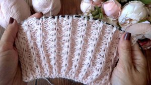 Великолепный воздушный узор спицами! Всего 4 ряда и такая красота получается💥 Мастер-класс