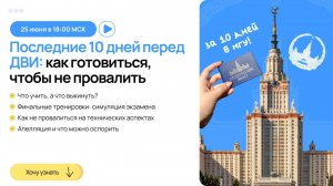 Вебинар 3. 10 дней до ДВИ. Что делать?