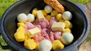 КУРИЦА С КАРТОШКОЙ В КАЗАНЕ В КОПЧЁНО-СЛИВОЧНОМ СОУСЕ КУРИНЫЕ БЁДРА В КАЗАНЕ