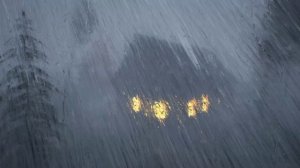 Приятные звуки дождя и грома располагают ко сну возле средневековых конюшен. Дождь длится 5 часов
