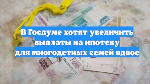 В Госдуме хотят увеличить выплаты на ипотеку для многодетных семей вдвое
