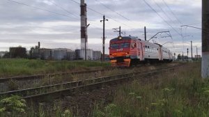 электропоезд ЭТ2М-094 сообщением Сосново-СПБ(Финл. вкз.) на перегоне Ручьи-Пискаревка