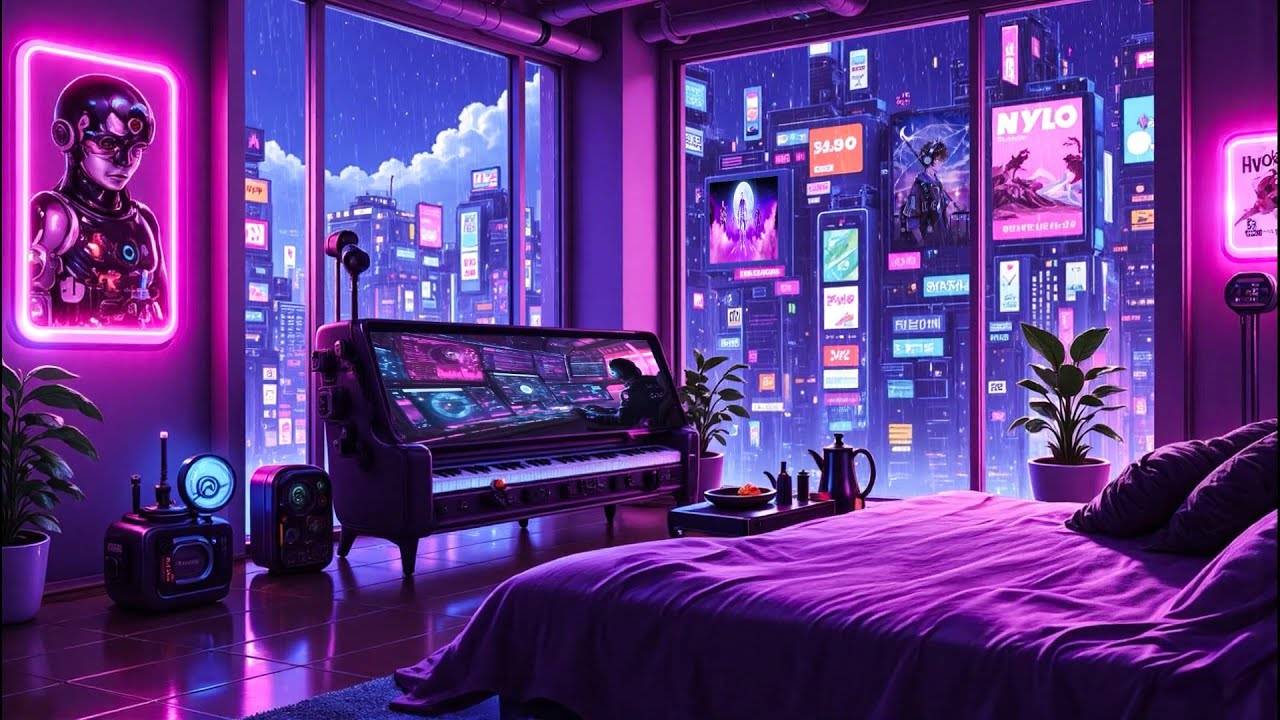 Lofi Hip Hop for Focus & Sleep 🎹 Modern Piano Room with Rain Sounds Lofi Rain Playlist смотреть онлайн