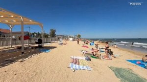 Голубицкая Центральный пляж сегодня 28 июня 2025. Азовское море и погода в Голубицкой сейчас