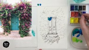 Рисование. Весенняя дверь. Акварельный скетчинг