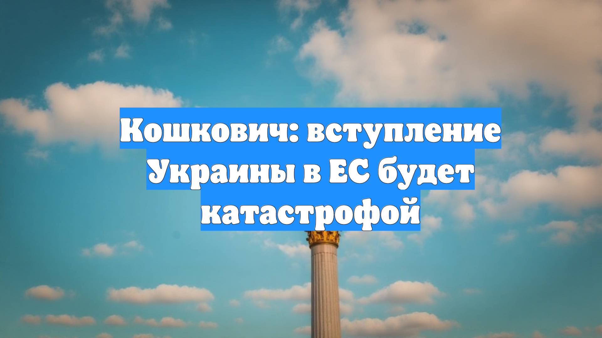 Кошкович: вступление Украины в ЕС будет катастрофой