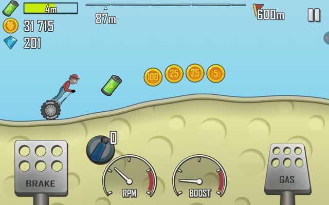 Играю в Hill Climb Racing (часть 7). Еду на одноколёснике.
