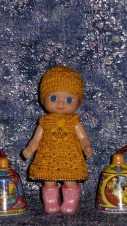 Авторские вязаные наряды\платья на кукол Chou chou 12 см (Zapf Creation). Шу-шу 12 см.