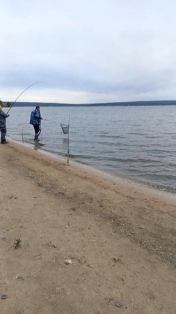 С утра Жека и Ромка поймали сомика. Сурское водохранилище.
