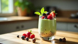 Парфэ из чиа, зеленой гречки и ягод 🍓🥥