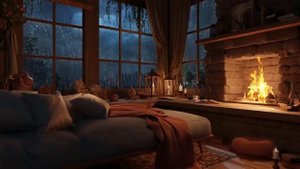 Уютный дождь за окном - Гроза и камин | Глубокий сон, учеба и расслабление