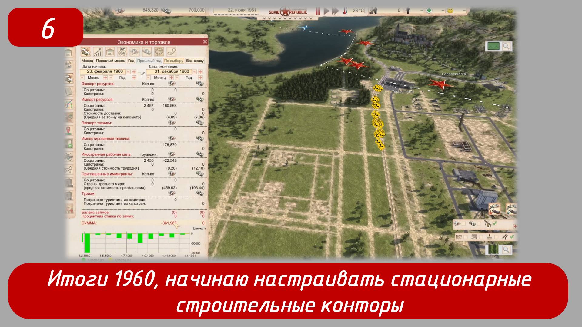 Эпизод 6. 
Подвожу итоги 1960, начинаю настраивать стационарные строительные конторы
