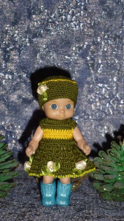 Авторские вязаные наряды\платья на кукол Chou chou 12 см (Zapf Creation). Шу-шу 12 см.
