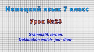 Немецкий язык 7 класс (Урок№23 - Grammatik lernen: Deklination welch- jed- dies-.)