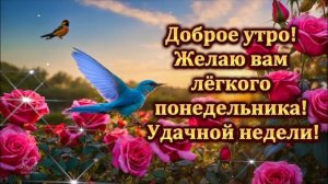 ДОБРОЕ УТРО! 💖ЖЕЛАЮ ВАМ💖 ЛЁГКОГО ПОНЕДЕЛЬНИКА! 💖УДАЧНОЙ  НЕДЕЛИ!💖🌺🌺🌺💖