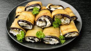 🍴Рулетики из баклажана с сыром и чесноком